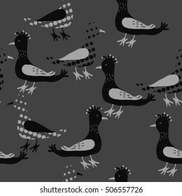 Seamless pattern, halftone, birds.