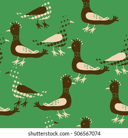 Seamless pattern, halftone, birds.