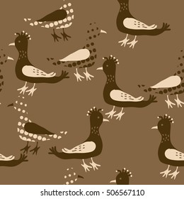 Seamless pattern, halftone, birds.