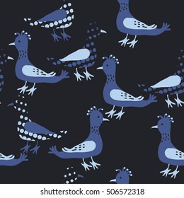 Seamless pattern, halftone, birds.