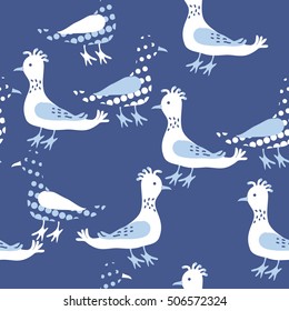 Seamless pattern, halftone, birds.