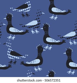 Seamless pattern, halftone, birds.