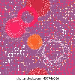 Seamless pattern halftone circles.Template for printing on fabric, wrapping paper, textiles. The effect of transparency. Pattern in 5 colors.