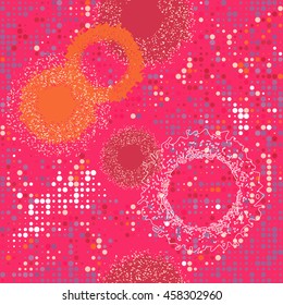 Seamless pattern halftone circles.Template for printing on fabric, wrapping paper, textiles. The effect of transparency. Pattern in 5 colors.