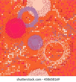 Seamless pattern halftone circles.Template for printing on fabric, wrapping paper, textiles. The effect of transparency. 