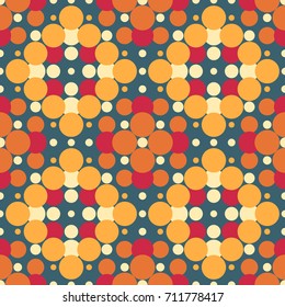 Seamless pattern halftone design. Cute textile print with dots. Vector fashion background. Vintage circles.