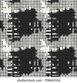 Seamless pattern halftone design. Modern textile print with dots. Vector fashion background. Grunge dirty circles