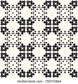 Seamless pattern halftone design. Modern textile print with black dots. Vector fashion background. Grid of circles.