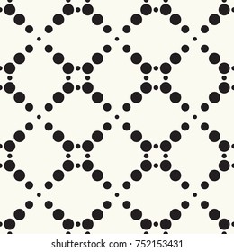 Seamless pattern halftone design. Modern textile print with black dots. Vector fashion background. Grid of circles.
