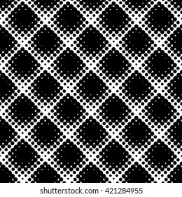 Seamless pattern with halftone dots. Repeatable geometric monochrome pattern.