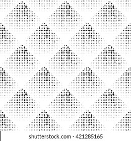 Seamless pattern with halftone dots. Repeatable geometric monochrome pattern.