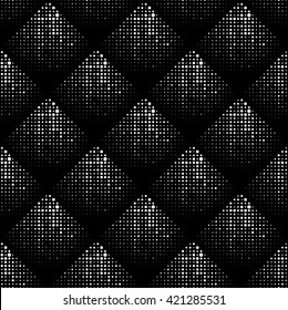 Seamless pattern with halftone dots. Repeatable geometric monochrome pattern.