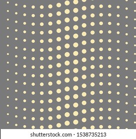 Seamless pattern of halftone dotted wavy lines. Abstract backdrop texture. Gray and yellow colored background. Vector