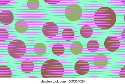 Seamless pattern. Halftone striped transparent spheres. Chaos circles. Fantastic star. Children's textiles. Flat. Cartoon. Abstraction.