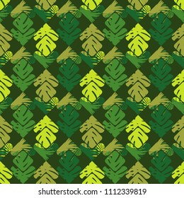 Seamless pattern. Halftone. Texture of palm leaves. Textile rapport.