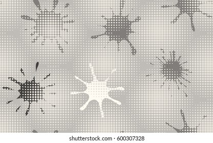 Seamless pattern. Halftone transparent spheres. Fantastic star. Rounded rectangles. Children's textiles. Flat. Cartoon. Abstraction.