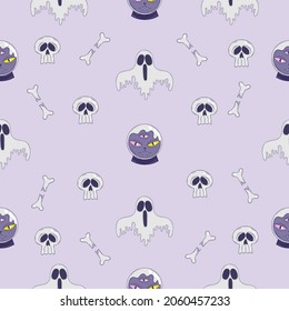 Seamless pattern with halloween attributes - vector illustration, eps stock illustration
