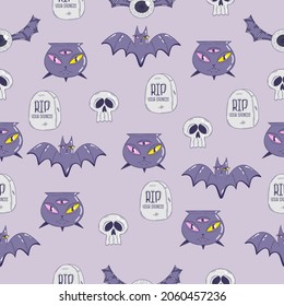 Seamless pattern with halloween attributes - vector illustration, eps stock illustration