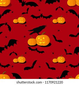 Seamless pattern of Halloween background. Vector illustration
