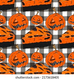 Seamless pattern for Halloween. Bakery seamless pattern. Wrapping paper pattern.