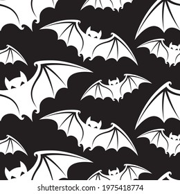 seamless pattern with halloween bats isolated on black background