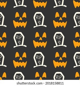 Seamless pattern with Halloween. Can be used for digital paper scrapbook, textile printing, page filling. Happy Halloween pattern. Halloween holiday seamless pattern