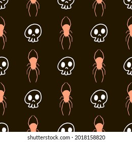 Seamless pattern with Halloween. Can be used for digital paper scrapbook, textile printing, page filling. Happy Halloween pattern. Halloween holiday seamless pattern