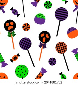 Dibujo vectorial de caramelo de lollipop de patrón sin foco