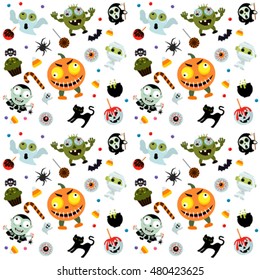 Seamless pattern for Halloween in cartoon style. flat vector illustration
