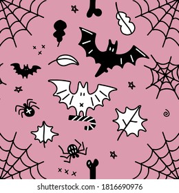 Seamless pattern for Halloween. Cartoon pattern for Halloween. Vector flat simple background with spooky element