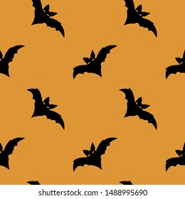 Seamless pattern with halloween carved jack faces silhouettes on black background. Can be used for scrapbook digital paper, textile print, page fill. Vector illustration
