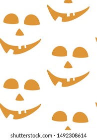 Seamless pattern with halloween carved jack faces silhouettes on black background. Can be used for scrapbook digital paper, textile print, page fill. Vector illustration
