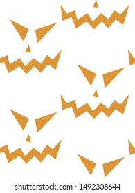 Seamless pattern with halloween carved jack faces silhouettes on black background. Can be used for scrapbook digital paper, textile print, page fill. Vector illustration