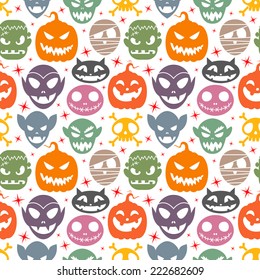 Seamless pattern with halloween characters