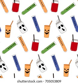 Seamless pattern with halloween coctail pattern. Wrraping paper, menu.