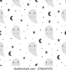 Seamless pattern for Halloween with cute ghost.