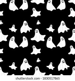 Nahtloses Muster Halloween-Geisterhintergrund, das als Grußkarte oder Bildschirmhintergrund verwendet wird.