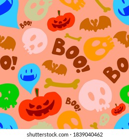 Seamless pattern with halloween design elements. Design element for poster,card, banner, sign, emblem. Vector illustration