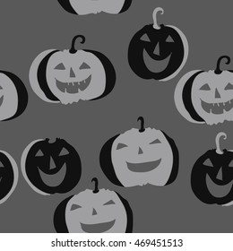 Seamless   pattern of  Halloween, doodles,  object, pumpkin, smile. Hand drawn.