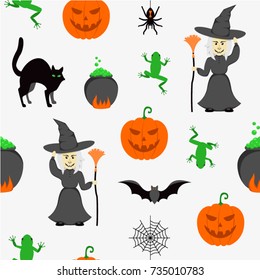 Seamless Pattern Halloween Elements