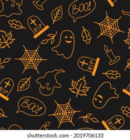 Seamless pattern with halloween elements. Halloween background. Illustration for textile, print, card, invitation, wallpaper, fabric