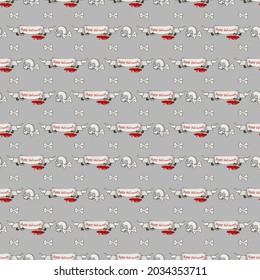 Seamless pattern  Halloween elements. Colorful vector objects on 
gray background. For poster, package, wrapping paper, gift, fabric, wallpaper, textile, banner, advertising, web.