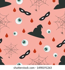 Seamless pattern with Halloween ellements