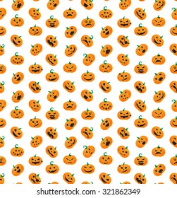 Seamless pattern from Halloween emotional pumpkins. Vector