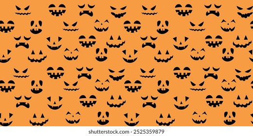 seamless pattern halloween faces in vector. element for poster print design decor backgrounds backdrop wrapping wallpaper textile postcards