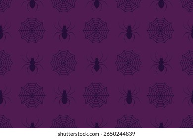 Padrão contínuo do festival de Halloween consistindo de teias de aranha e aranhas
