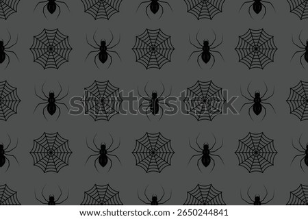 Seamless pattern of Halloween festival consisting of spider webs and spiders