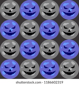 seamless pattern of halloween funny face creature