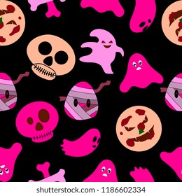seamless pattern of halloween funny face creature