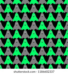 seamless pattern of halloween funny face creature